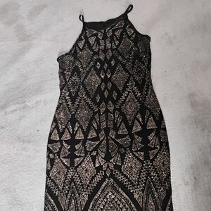 Jump Black and Gold One Shoulder Dress